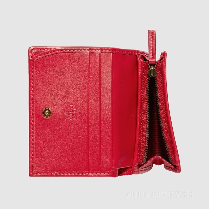 GG Marmont系列绗缝卡包 红色皮革