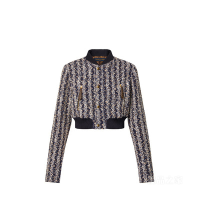 Lurex Tweed Cropped Bomber Jacket