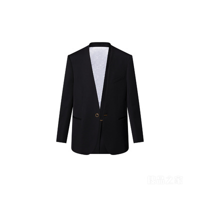 Collarless Wool Twill Blazer