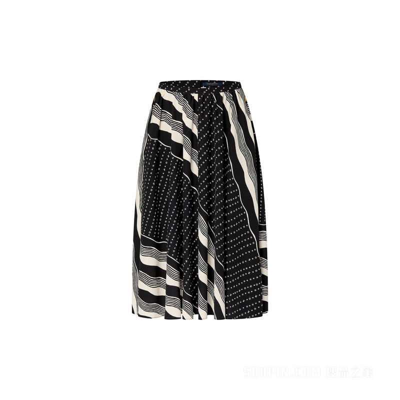 Monogram Wave Midi Skirt