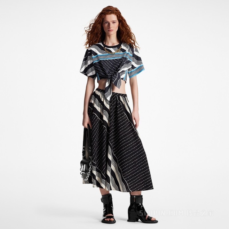 Monogram Wave Midi Skirt