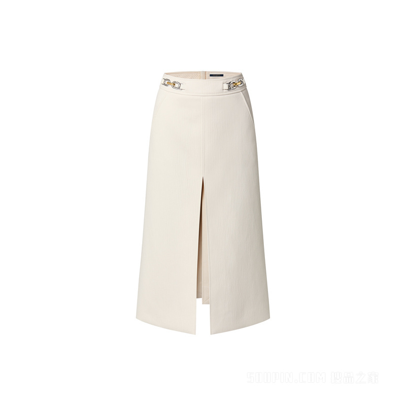 Chain Detail Ribbed Midi Skirt