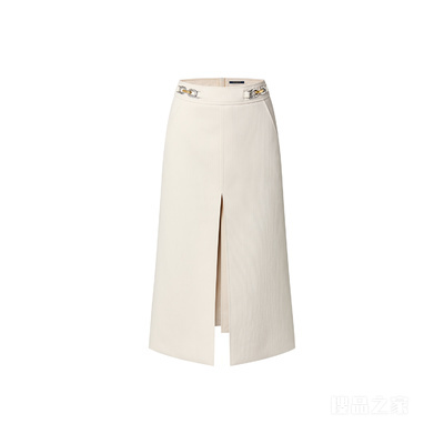 Chain Detail Ribbed Midi Skirt