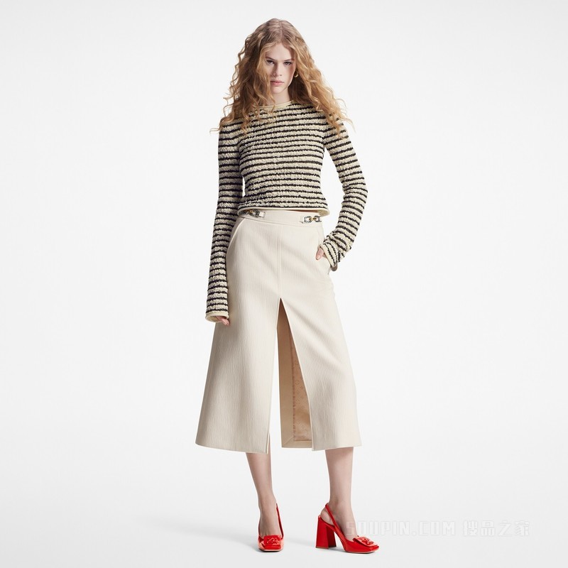Chain Detail Ribbed Midi Skirt