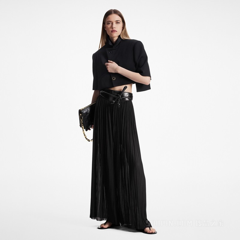 Pleated Jersey Maxi Skirt 