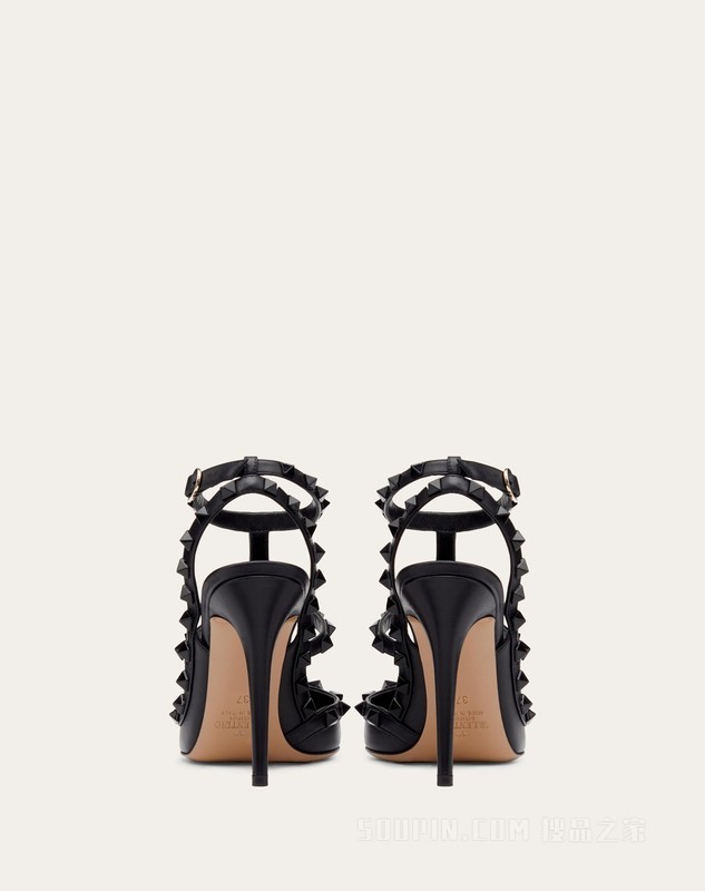 ROCKSTUD 同色铆钉系带高跟鞋（鞋跟高 10 厘米）