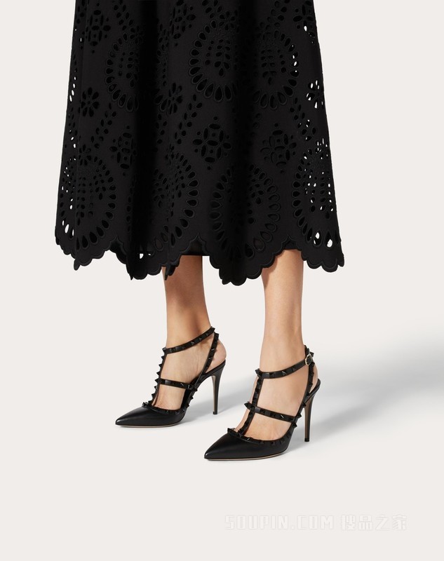ROCKSTUD 同色铆钉系带高跟鞋（鞋跟高 10 厘米）