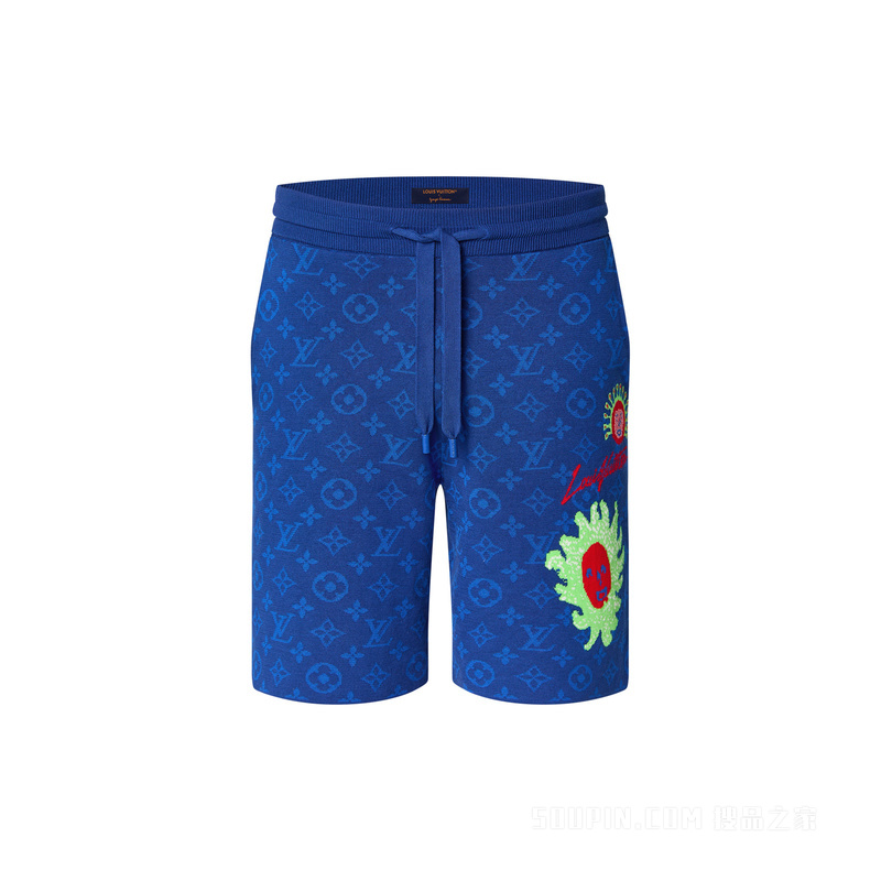 LV x YK MONOGRAM 面孔图案针织短裤