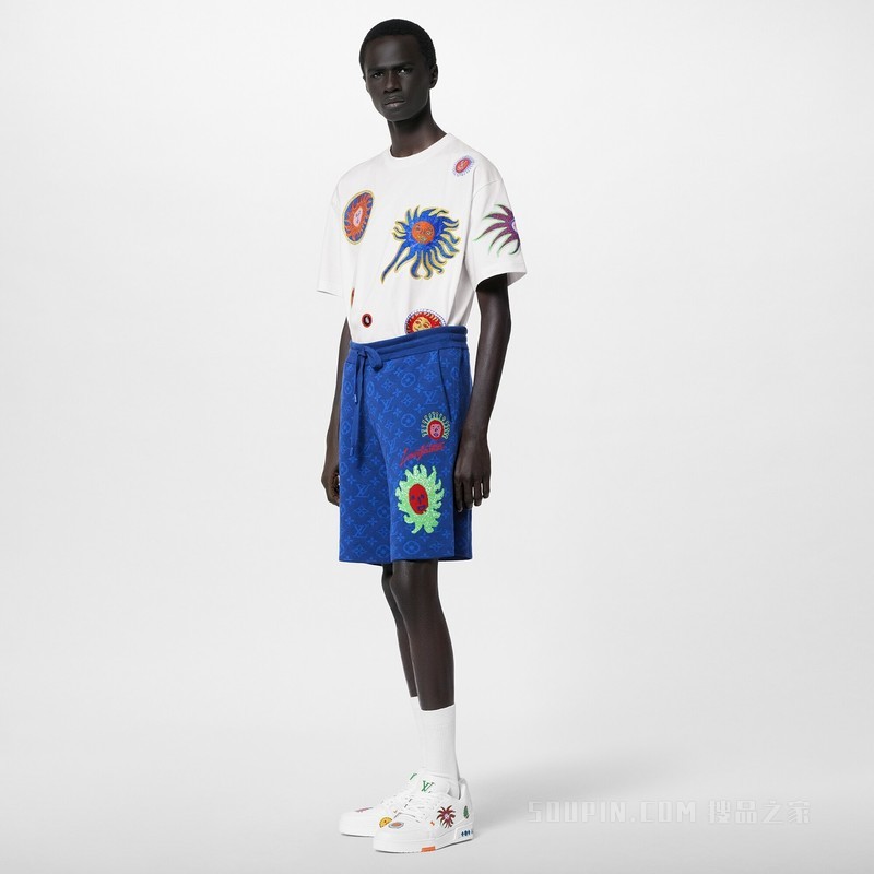 LV x YK MONOGRAM 面孔图案针织短裤
