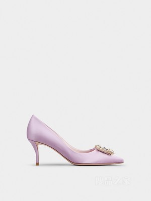 Flower Strass Buckle Pumps in Satin 紫色