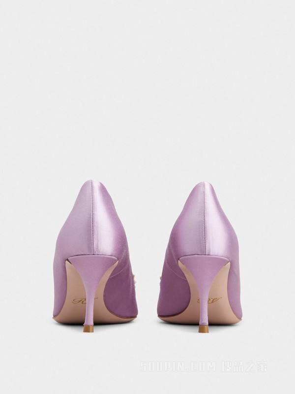 Flower Strass Buckle Pumps in Satin 紫色