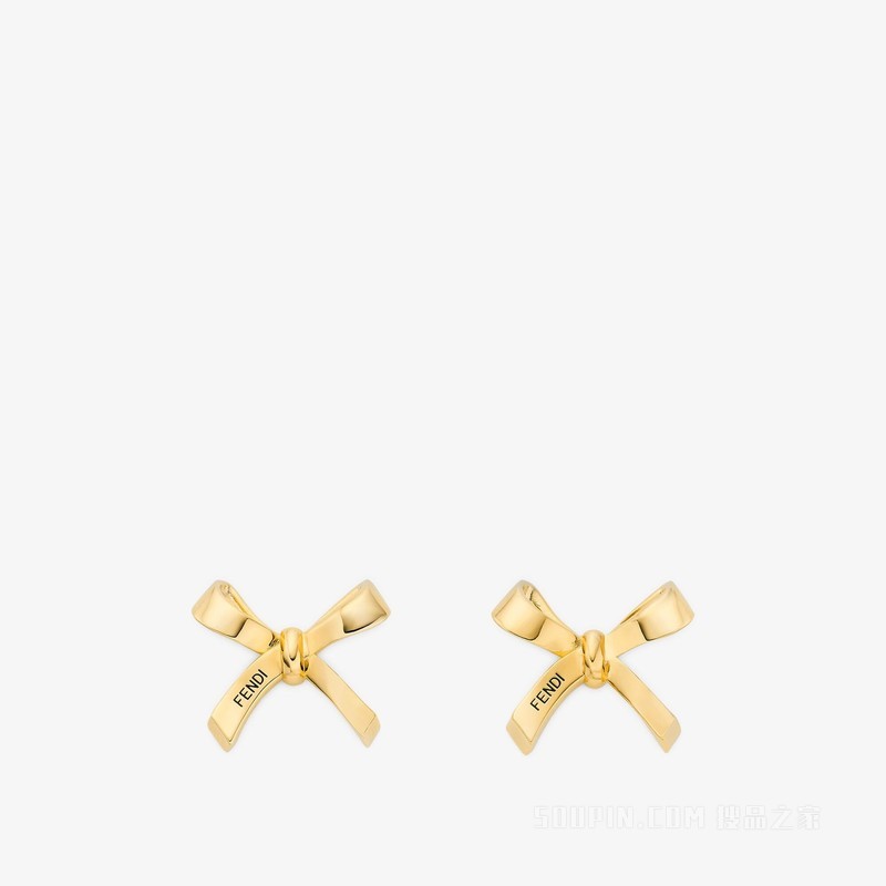 FENDI蝴蝶结耳环 金色耳环