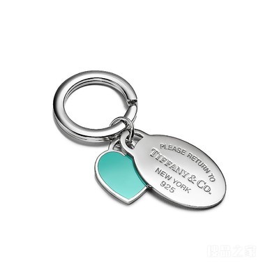 Return to Tiffany™ 系列纯银 Tiffany Blue® 蒂芙尼蓝色 Oval and Heart Tag 钥匙扣