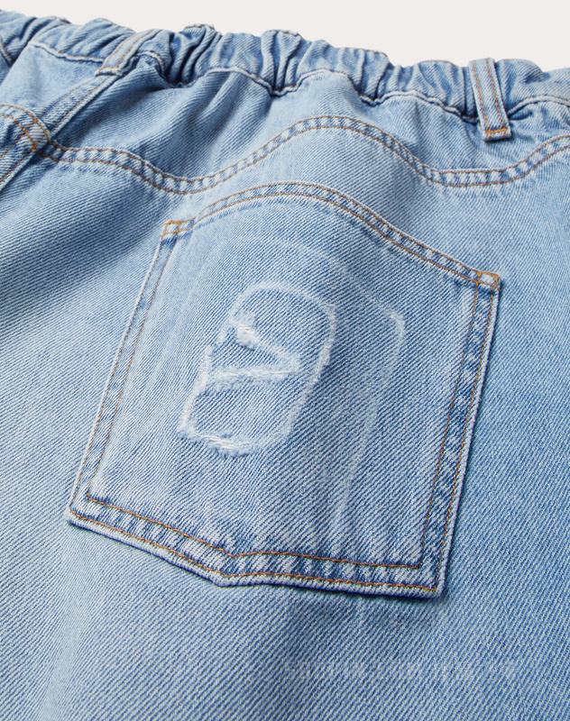 VLOGO SIGNATURE凸纹牛仔百慕大短裤