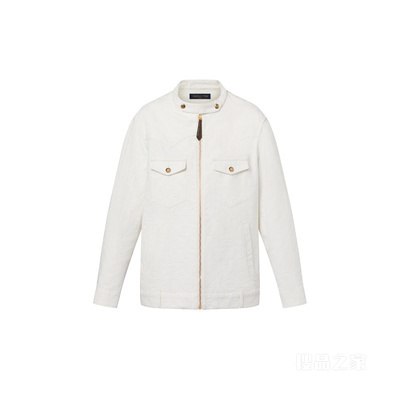 Monogram Jacquard Zip-Up Denim Jacket