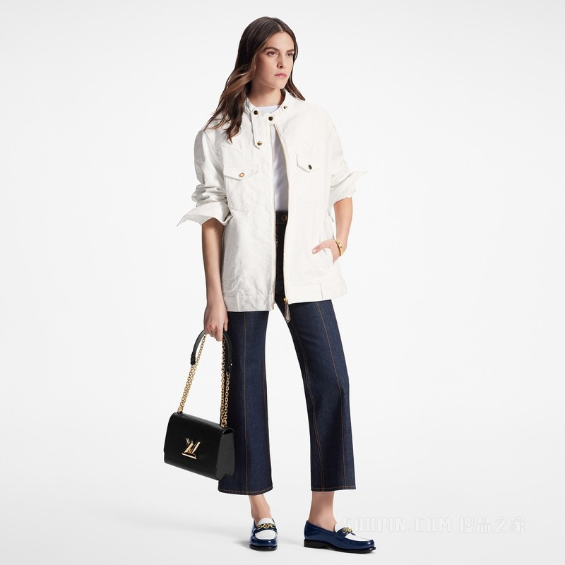 Monogram Jacquard Zip-Up Denim Jacket