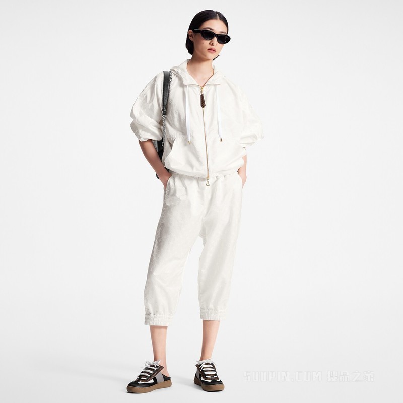 Shiny Monogram Cropped Jogging Pants