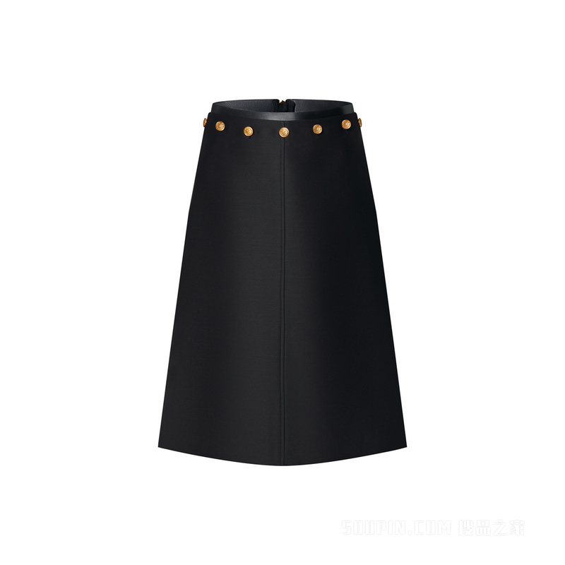 Button Waist Mikado Midi Skirt 