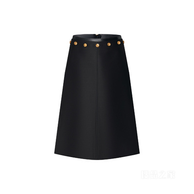 Button Waist Mikado Midi Skirt 