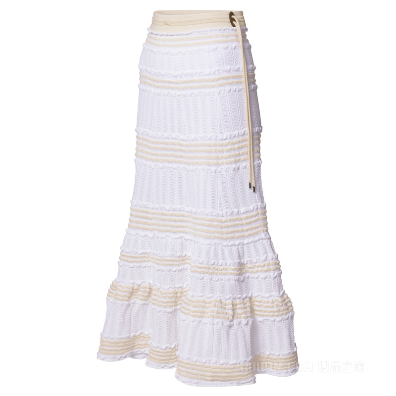 Ruffled Midi Flared Skirt