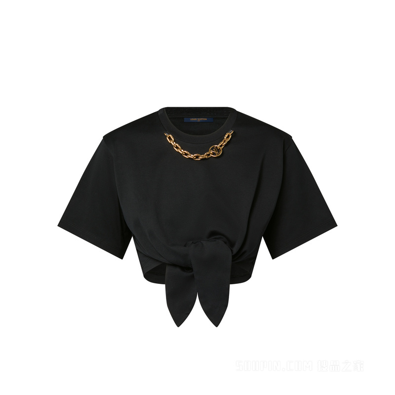 Oversized Chain Detail Self-Tie T-Shirt