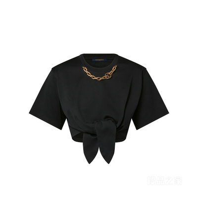Oversized Chain Detail Self-Tie T-Shirt