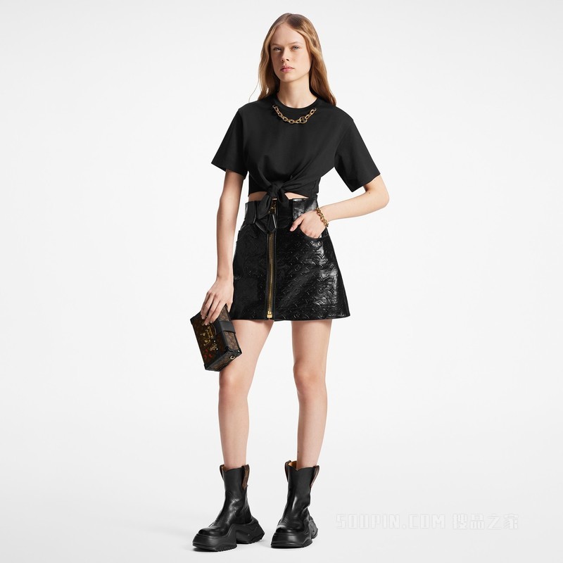 Oversized Chain Detail Self-Tie T-Shirt