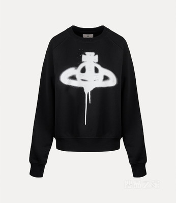 Vivienne Westwood｜ (STENCIL ORB RAGLAN SWEATSHIRT (3I01 Black Stencil Orb Raglan Sweatshirt by Vivienne Westwood on Sale