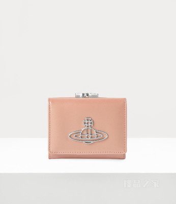 Pearlised Leather Thin Line Orb Small Frame Wallet