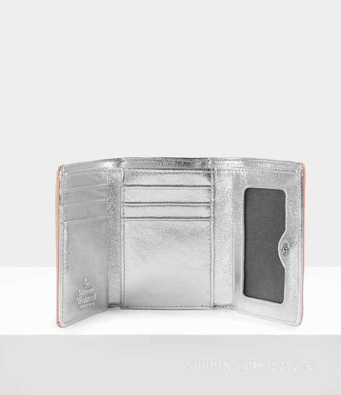 Pearlised Leather Thin Line Orb Small Frame Wallet