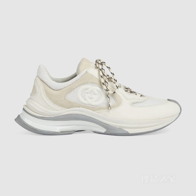 Gucci Run系列女士运动鞋 白色绒面材质
