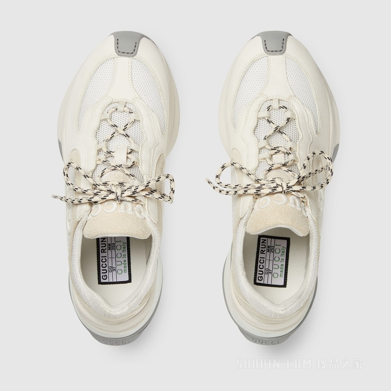 Gucci Run系列女士运动鞋 白色绒面材质