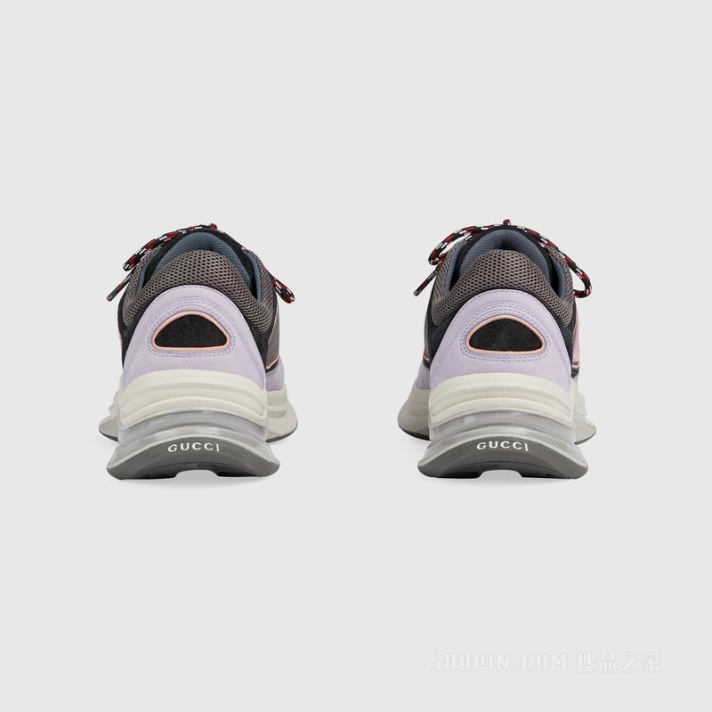 Gucci Run系列女士运动鞋 浅紫色绒面材质