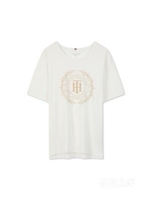 Adaptive23新款春夏女装时尚徽章印花合身短袖T恤76J4086