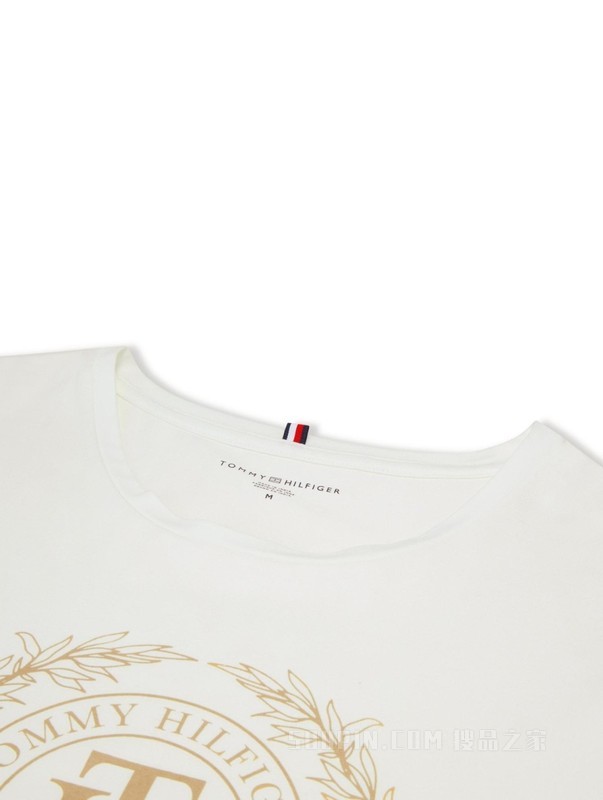 Adaptive23新款春夏女装时尚徽章印花合身短袖T恤76J4086