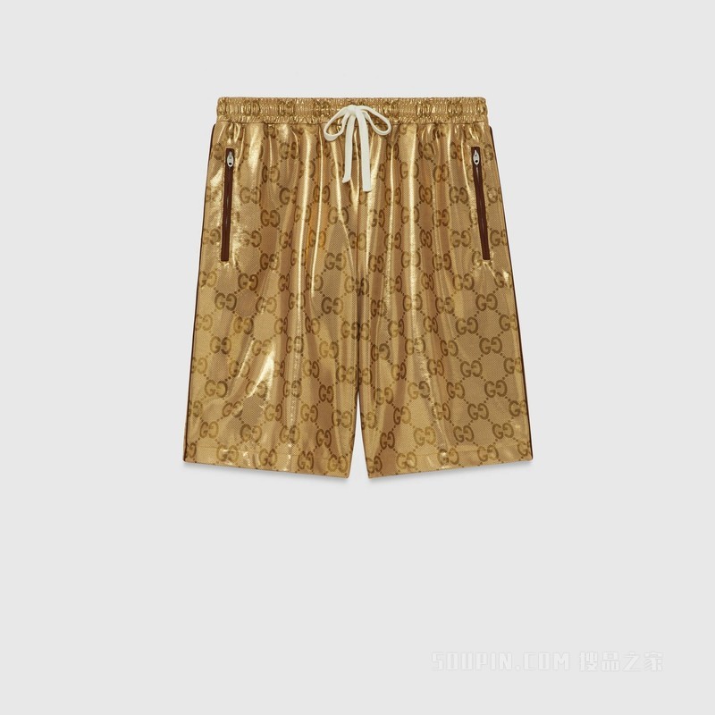 GG平纹针织篮球短裤 金色