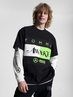 MBxAWAKE 23新款男女纯棉撞色刺绣徽标宽松版短袖T恤33422