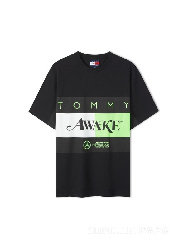 MBxAWAKE 23新款男女纯棉撞色刺绣徽标宽松版短袖T恤33422