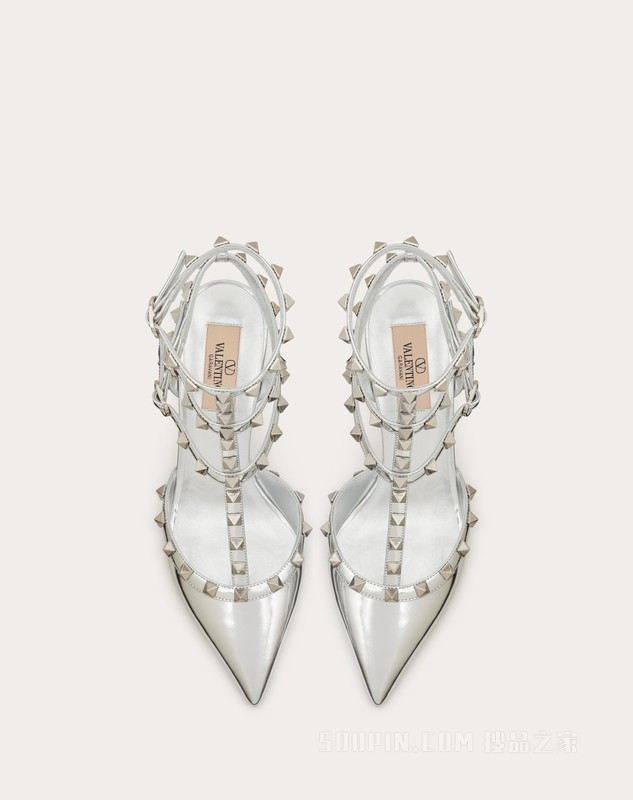 ROCKSTUD 镜面效果环绕式踝带铆钉高跟鞋（鞋跟高6.5厘米）