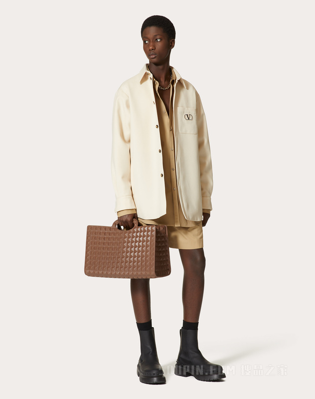 VLOGO SIGNATURE贴饰羊毛衬衫式夹克