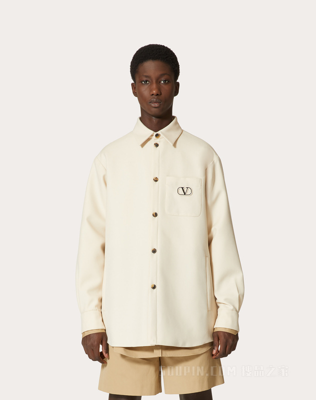 VLOGO SIGNATURE贴饰羊毛衬衫式夹克