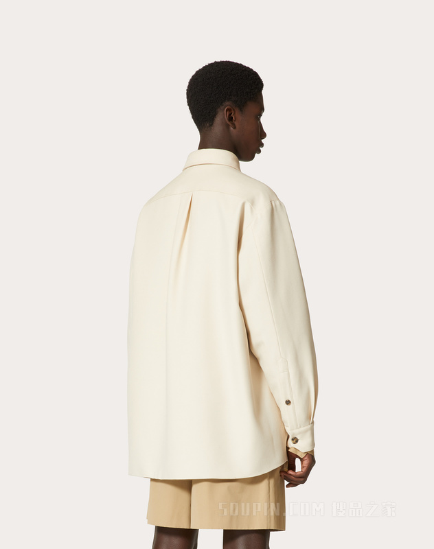 VLOGO SIGNATURE贴饰羊毛衬衫式夹克