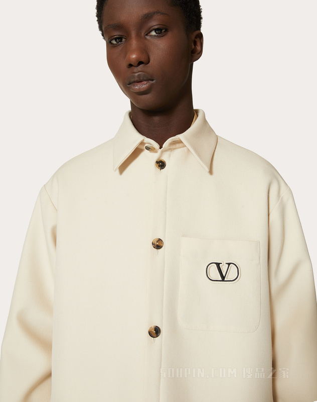 VLOGO SIGNATURE贴饰羊毛衬衫式夹克