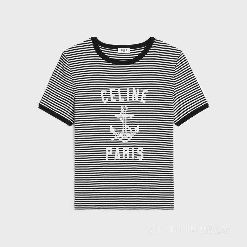 CELINE ANCHOR条纹平纹针织70年代风格T恤 23735
