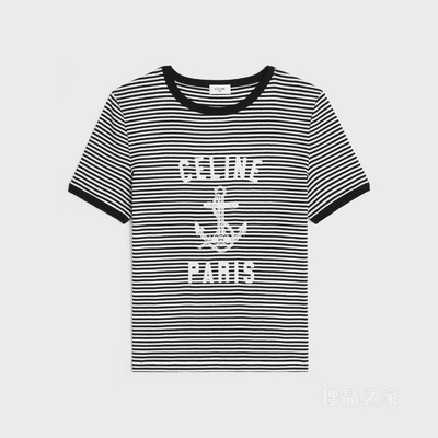 CELINE ANCHOR条纹平纹针织70年代风格T恤 23735