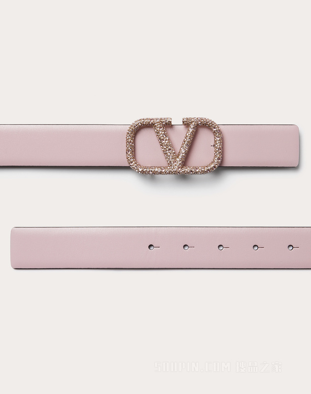 VLOGO SIGNATURE可双面佩戴亮面小牛皮腰带（宽3厘米）