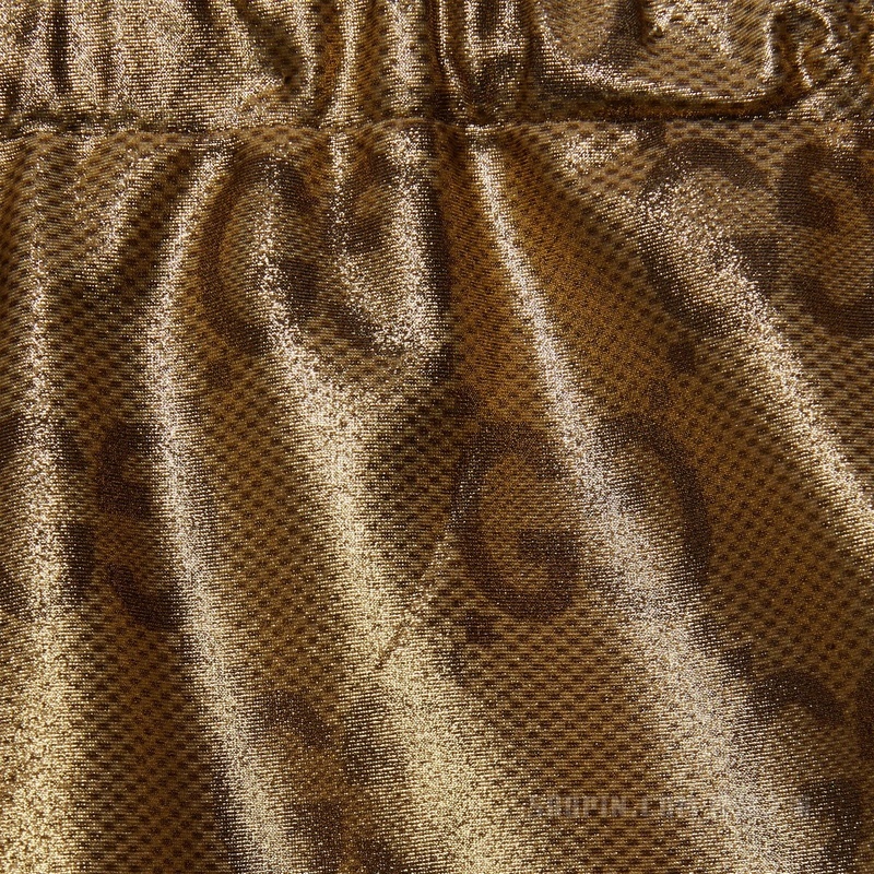 GG图案闪亮针织面料短裤 金色