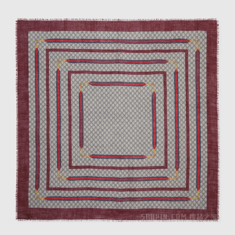 饰织带GG真丝羊毛混纺披肩 多色