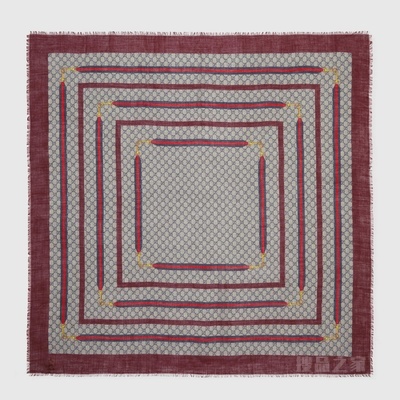 饰织带GG真丝羊毛混纺披肩 多色