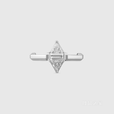 Gucci Link to Love系列长阶梯形和三角形切割钻石戒指 18K白金